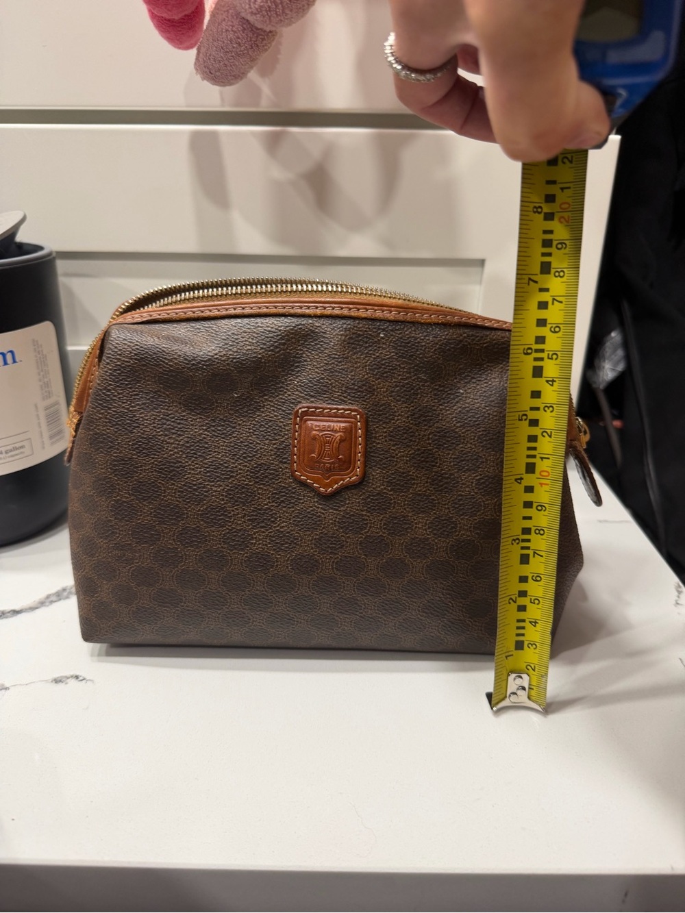 Celine Women’s Brown Monogram Toiletry Pouch with Tan Trim - Picture 7 of 10